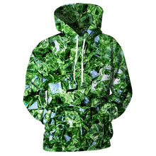 Load image into Gallery viewer, Cloudstyle 3D Green Diamon Hoodies Men Women Emerald Printed Pullovers Full Print Funny Sweatshirts Male Harajuku Hooded Outwear