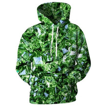 Load image into Gallery viewer, Cloudstyle 3D Green Diamon Hoodies Men Women Emerald Printed Pullovers Full Print Funny Sweatshirts Male Harajuku Hooded Outwear